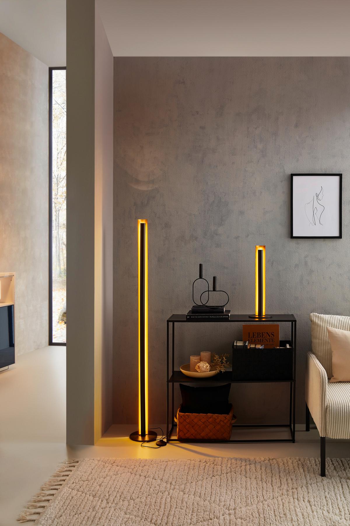Stolná LED lampa GUMO, P/V: 15/47cm - čierna/zlatá, Modern, kov (15/47cm) - Mömax