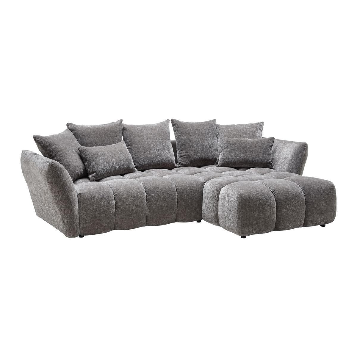 Univerzálna sedačka CAMMELLIO, sivá ženilka, so 7 vankúšmi - čierna/sivá, Modern, textil (296/189cm) - Mömax