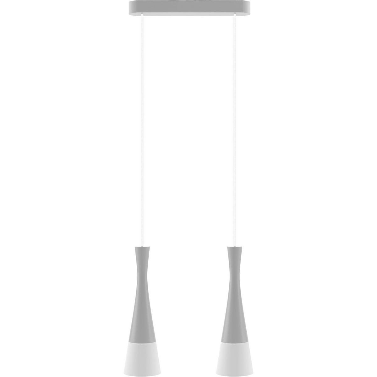 Hängeleuchte 8511236 Vegas2, 2-Fl, Grau - Weiß/Grau, Design, Holz/Textil (37/150cm)