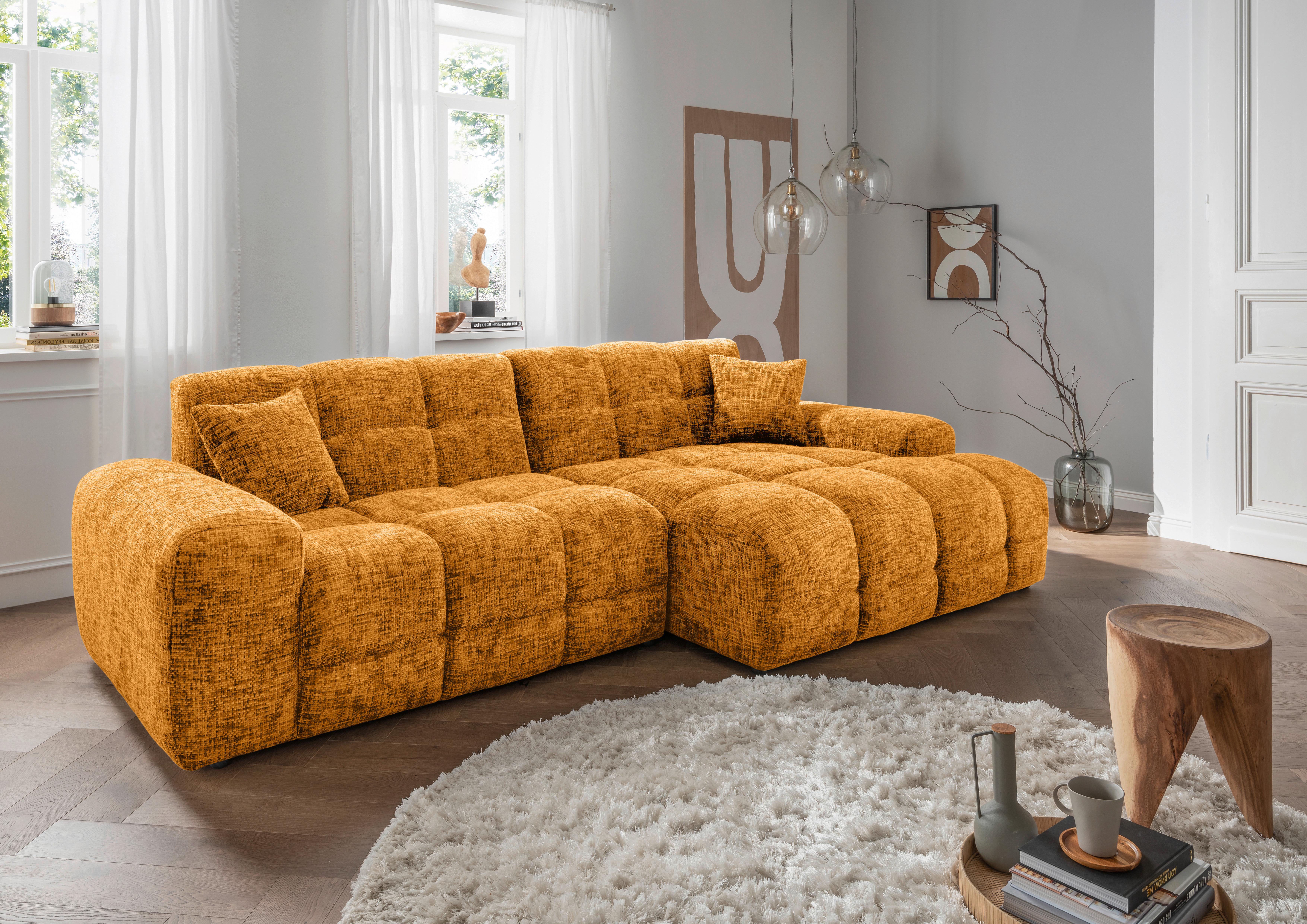 Ecksofa Bosco Goldfarben S: 301x152 cm - Goldfarben/Schwarz, MODERN, Textil (301/152cm) - Livetastic