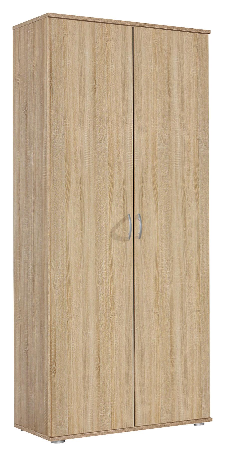 Drehtürenschrank 85cm Twin 2 Alpinweiß Dekor - Sonoma Eiche, KONVENTIONELL, Holzwerkstoff (85/188/52cm)