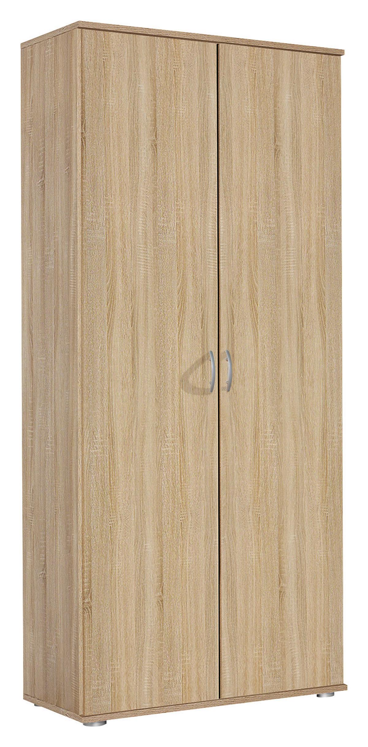 Drehtürenschrank 85cm Twin 2 Alpinweiß Dekor - Sonoma Eiche, KONVENTIONELL, Holzwerkstoff (85/188/52cm)