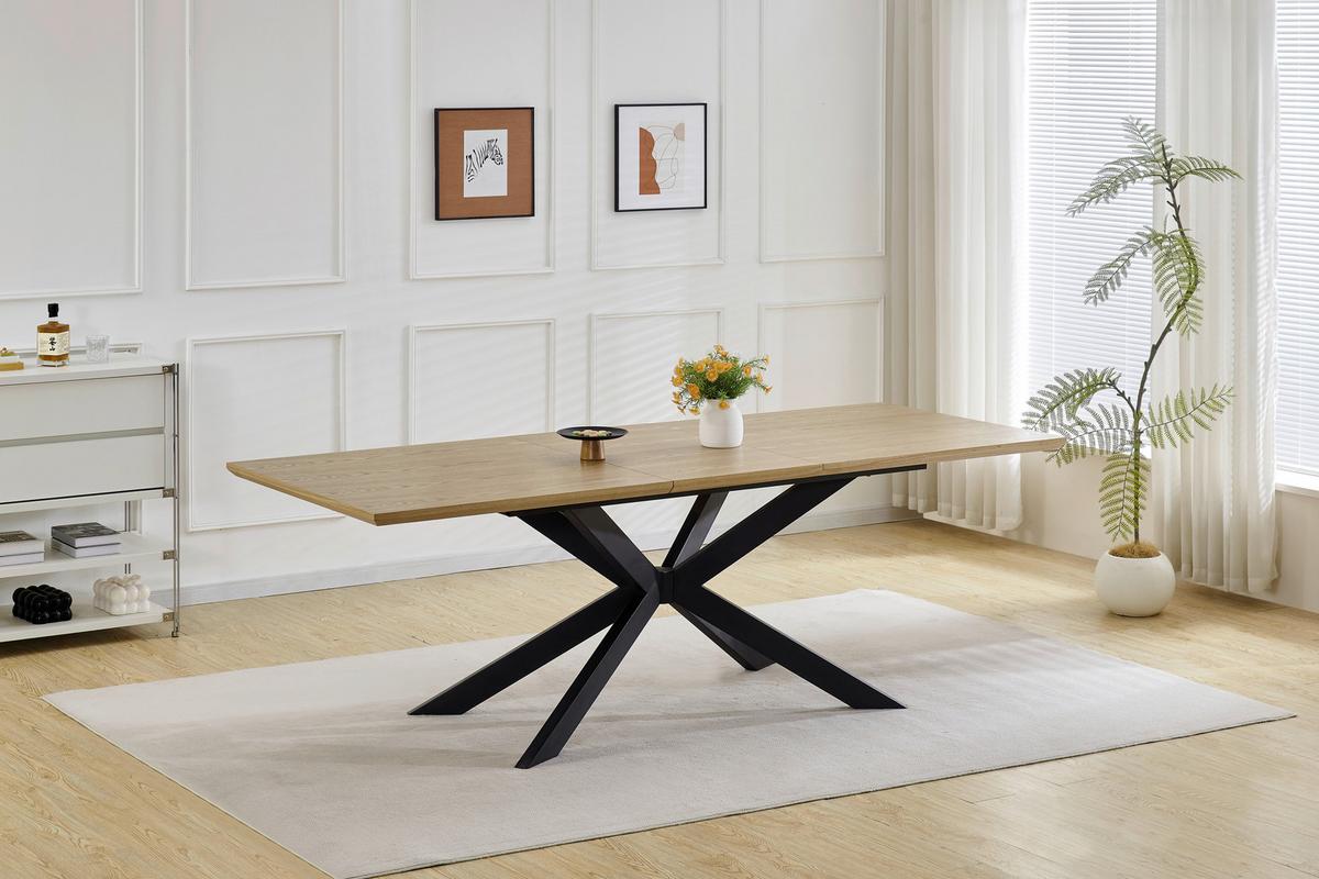 Esstisch Kalmar Schwarz/EichefarbenL:180-230cm - Eichefarben/Schwarz, MODERN, Holz/Holzwerkstoff (180/230/90/76cm) - P & B