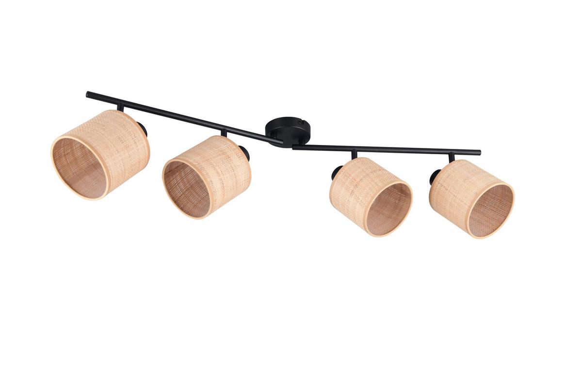Strahler Aimee Naturfarben Schwarz B: 87,5 cm - Schwarz/Naturfarben, Natur, Textil/Metall (87,5/25/13cm)