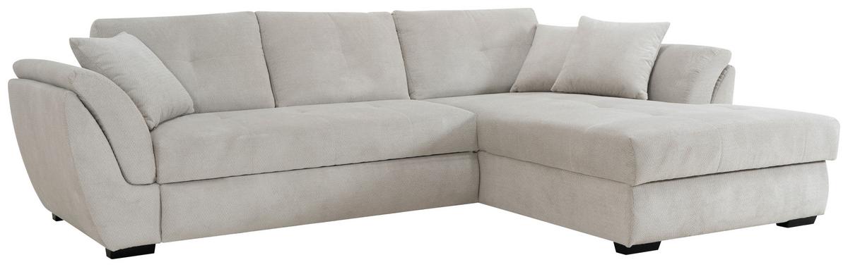Ecksofa Berisso New Greige, Lf: 121x215 cm - Greige/Schwarz, KONVENTIONELL, Textil (278/187cm) - Ondega