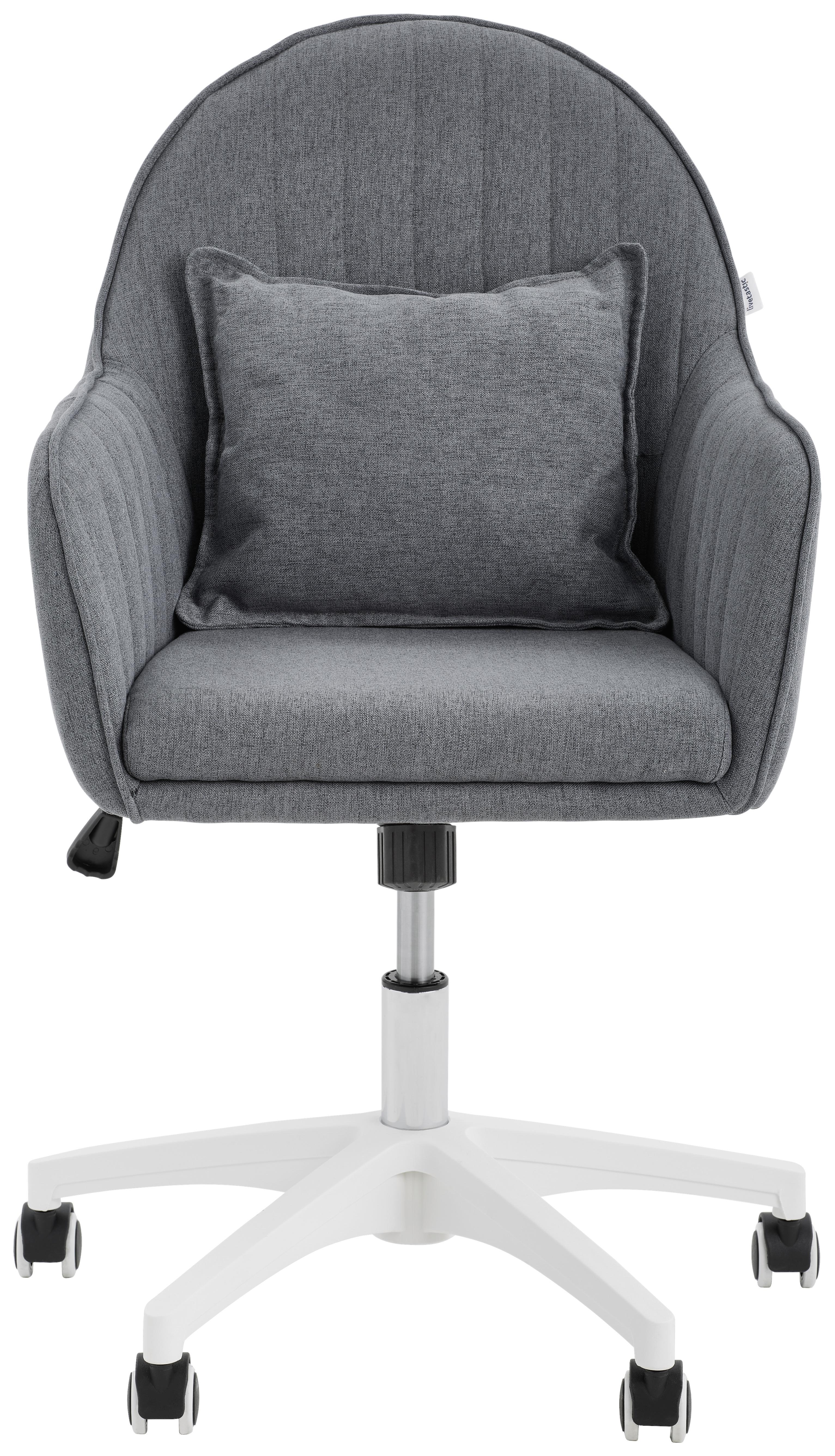 Drehstuhl Palermo Mit Armstützen Dunkelgrau - Dunkelgrau/Weiß, Design, Kunststoff/Textil (59/83-93/68cm) - Livetastic