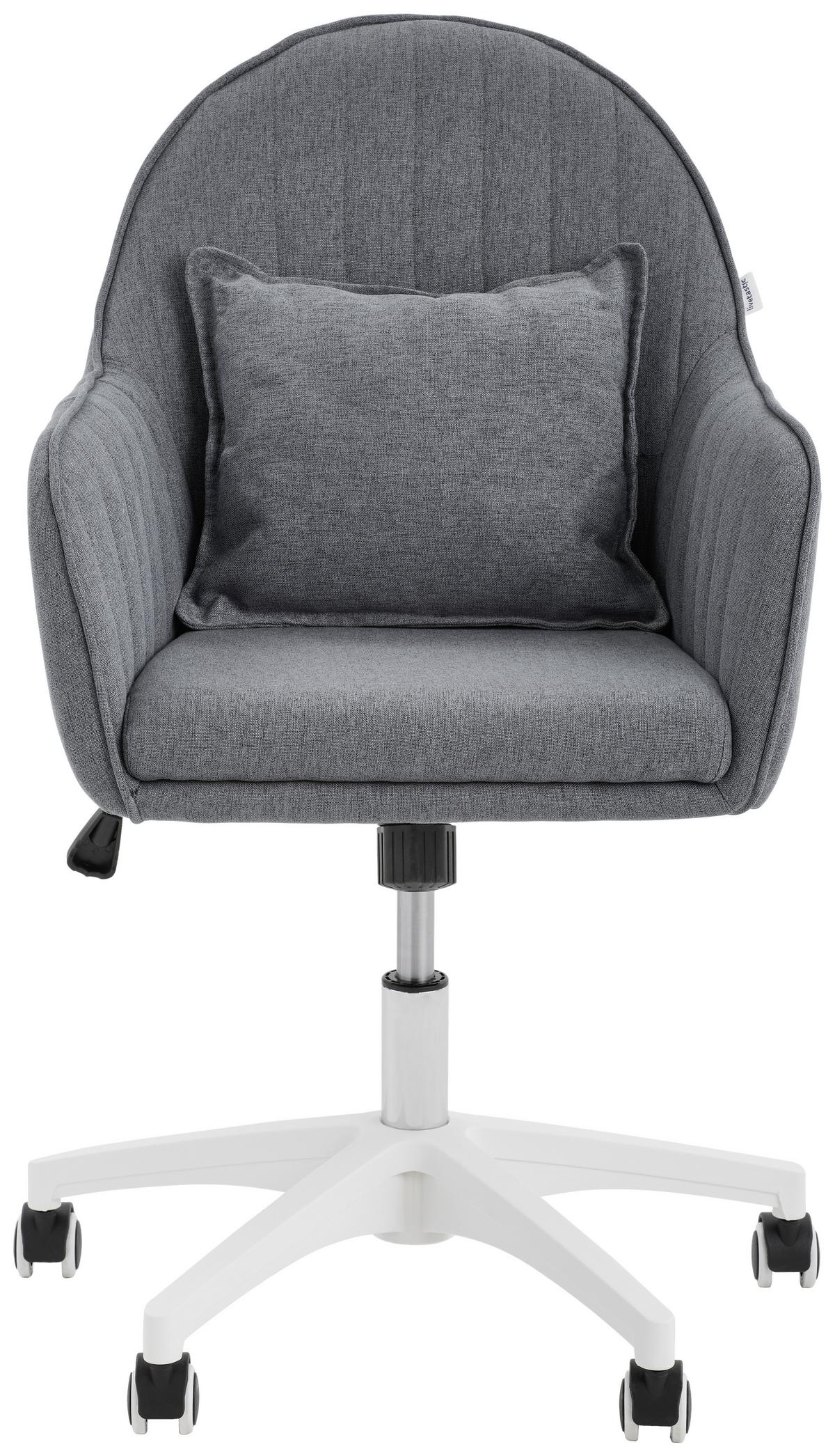 Drehstuhl Palermo Mit Armstützen Dunkelgrau - Dunkelgrau/Weiß, Design, Kunststoff/Textil (59/83-93/68cm) - Livetastic