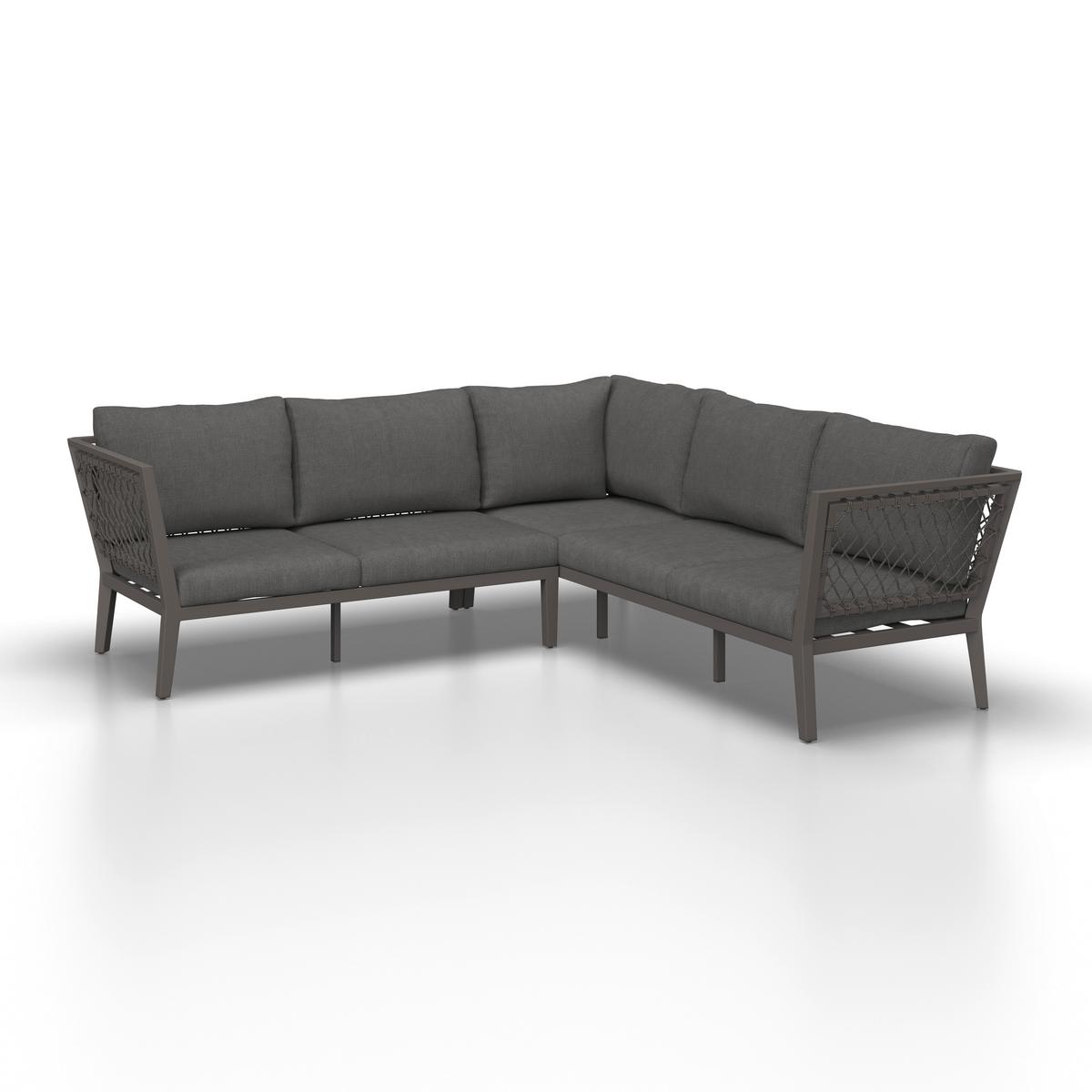 TERASOVÁ SEDACIA SÚPRAVA MALOU - antracitová/tmavosivá, Modern, kov/textil (218/68/76,5cm) - Bessagi Garden