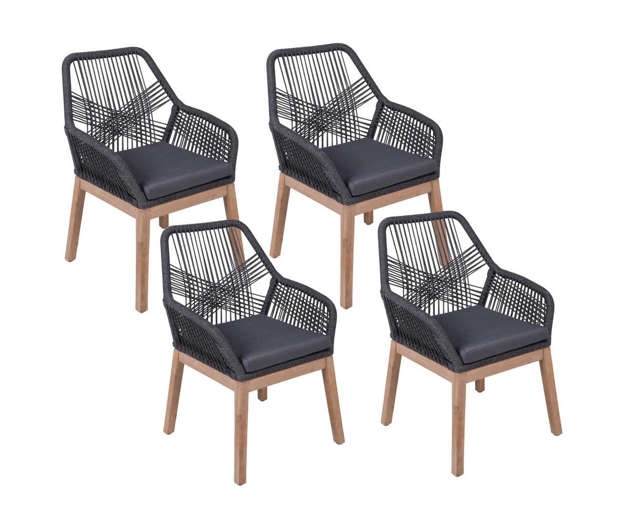 Gartenstuhl-set Pomona - Braun/Grau, Basics, Holz/Textil (60/84/68cm) - Gardenson