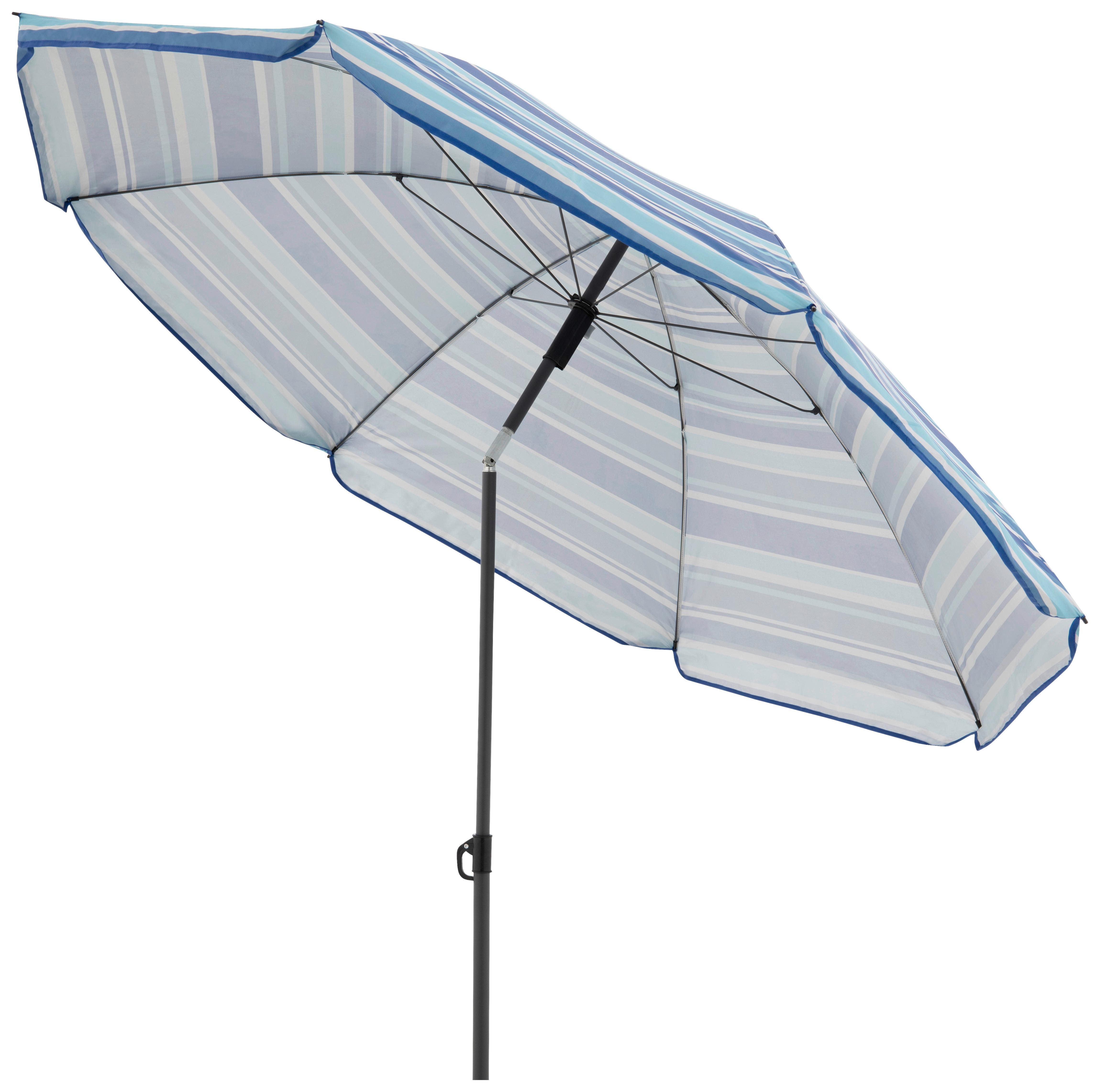 Sonnenschirm Gartenschirm Como Blau - Graublau/Anthrazit, Basics, Textil/Metall (165/203cm)