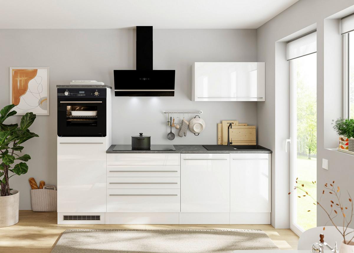 Kuchynský blok JAZZ bez spotrebičov, šírka 260 cm - biela/antracitová, Konventionell, kompozitné drevo/plast (260cm) - MID.YOU