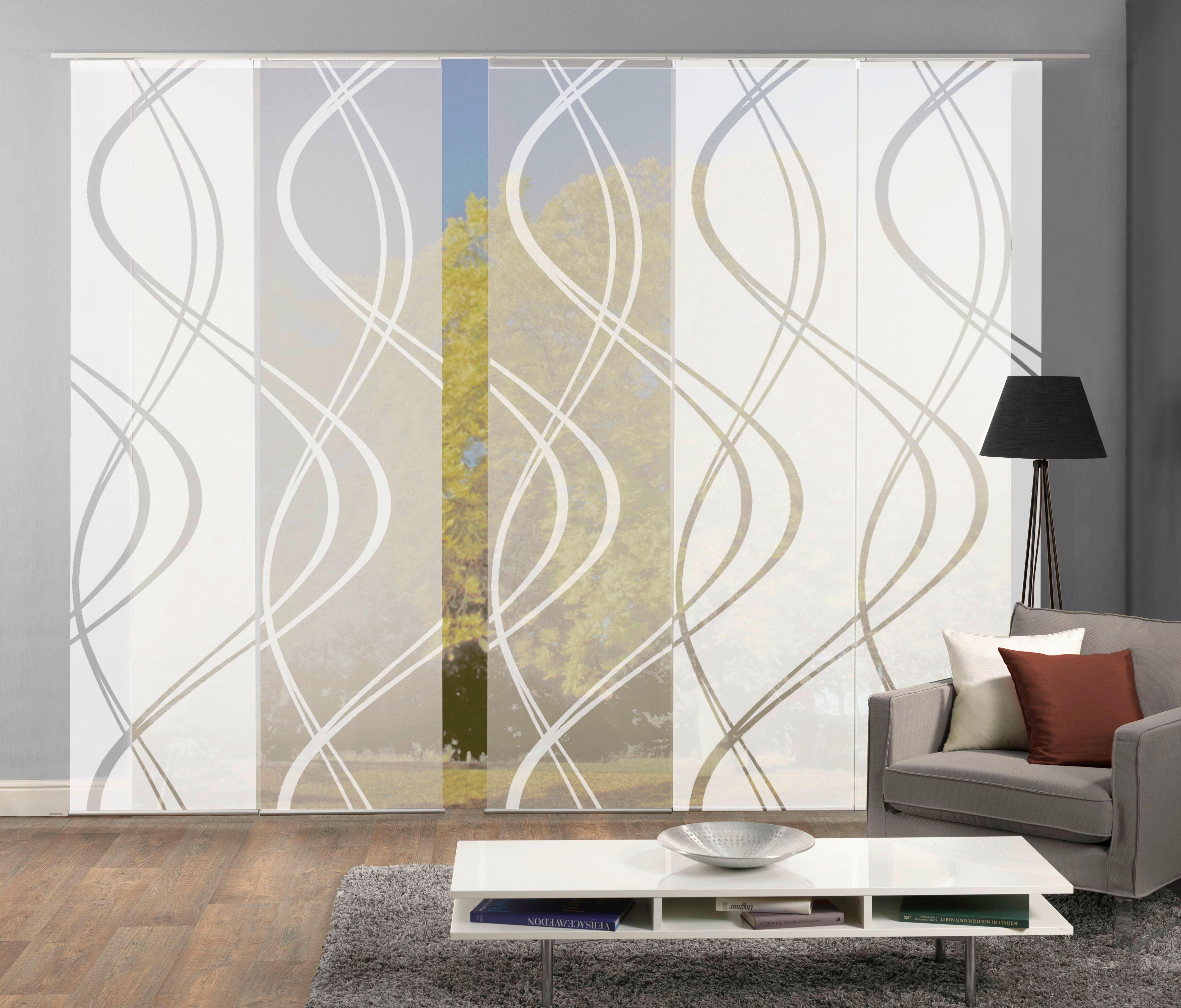 Flächenvorhang 5--Teilig. Tiberio B: 60 cm, Weiß halbtransparent