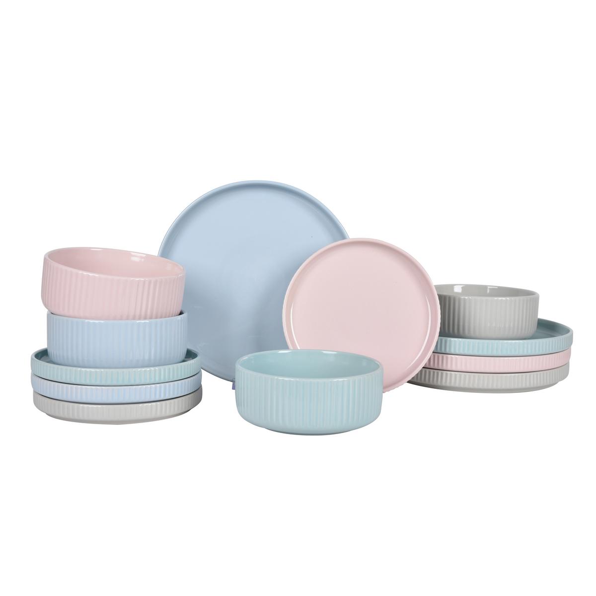 Tafelservice Stella - Pastellblau/Pastellgrün, ROMANTIK / LANDHAUS, Keramik - Luca Bessoni