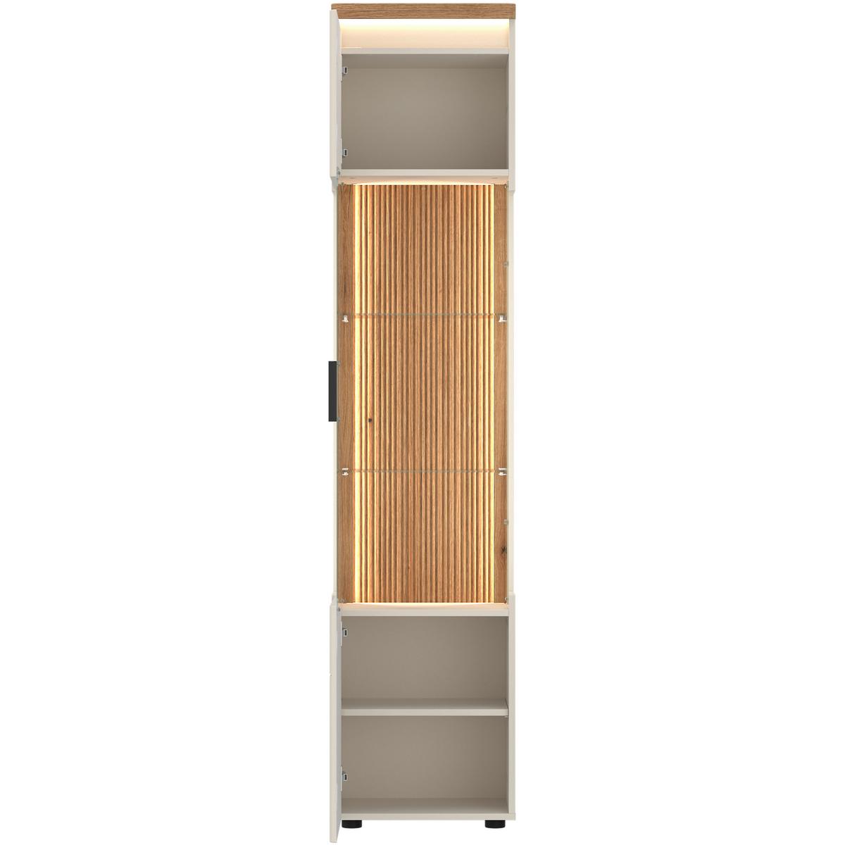 Vitrine Modena Eiche Dekor/Kaschmir B: 45cm - Kaschmir/Eichefarben, Basics, Glas/Holzwerkstoff (45/201,5/35,6cm) - Hom`in