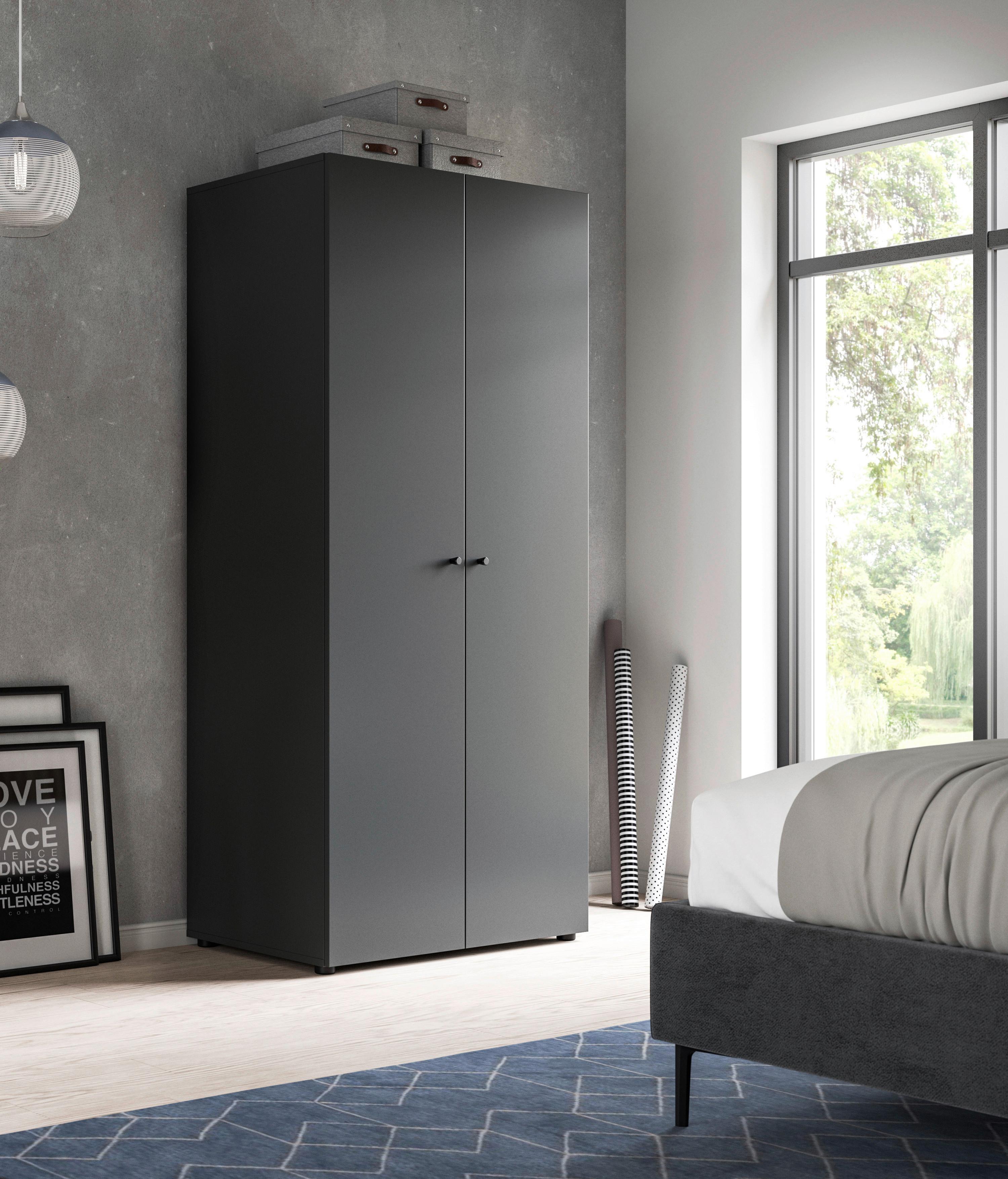 Drehtürenschrank Darwin, Anthrazit B: 80 Cm - Anthrazit, MODERN, Holzwerkstoff (80/176/51cm) - MID.YOU