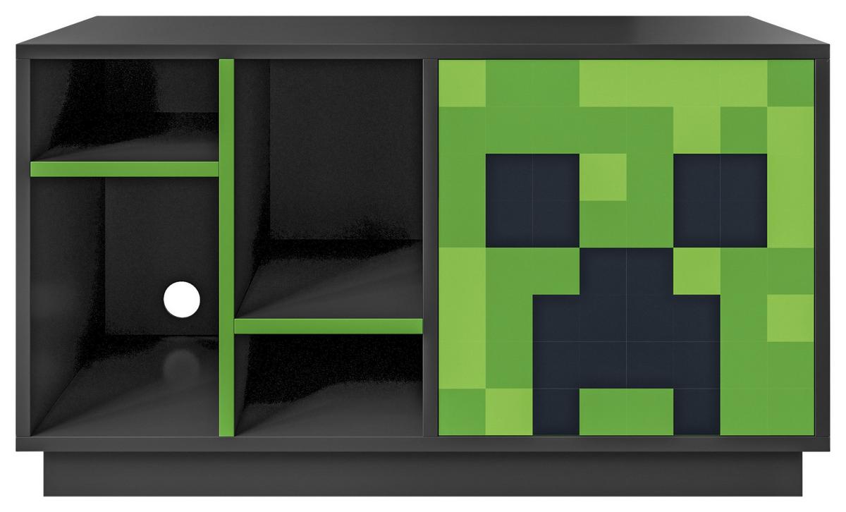 SIDEBOARD MINECRAFT - Schwarz/Grün, MODERN, Glas/Holzwerkstoff (108/61/37cm) - Minecraft