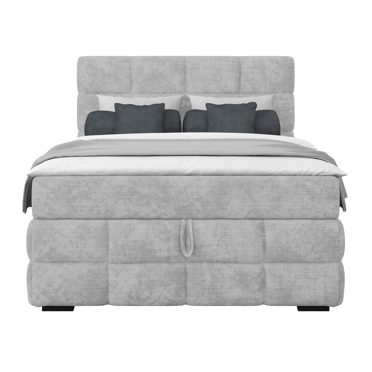 Čalúnená posteľ VEGA 140x200 cm, svelosivá - čierna/zelená, Trend, drevo/textil (140/200cm)