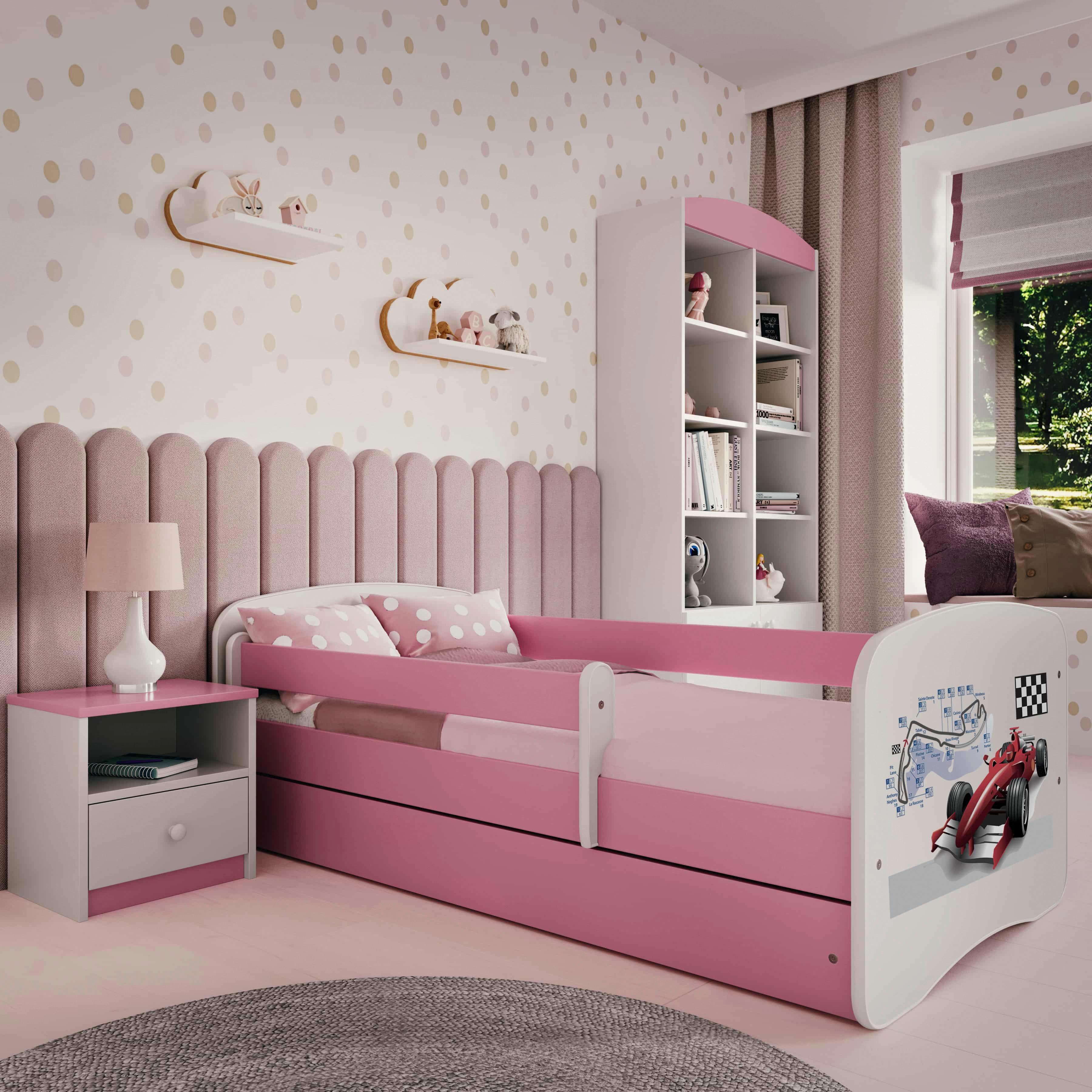 Kinder-/Juniorbett Babydreams inkl. Matratze 80x160 - Pink/Birkefarben, MODERN, Holz/Holzwerkstoff (80/160cm) - MID.YOU