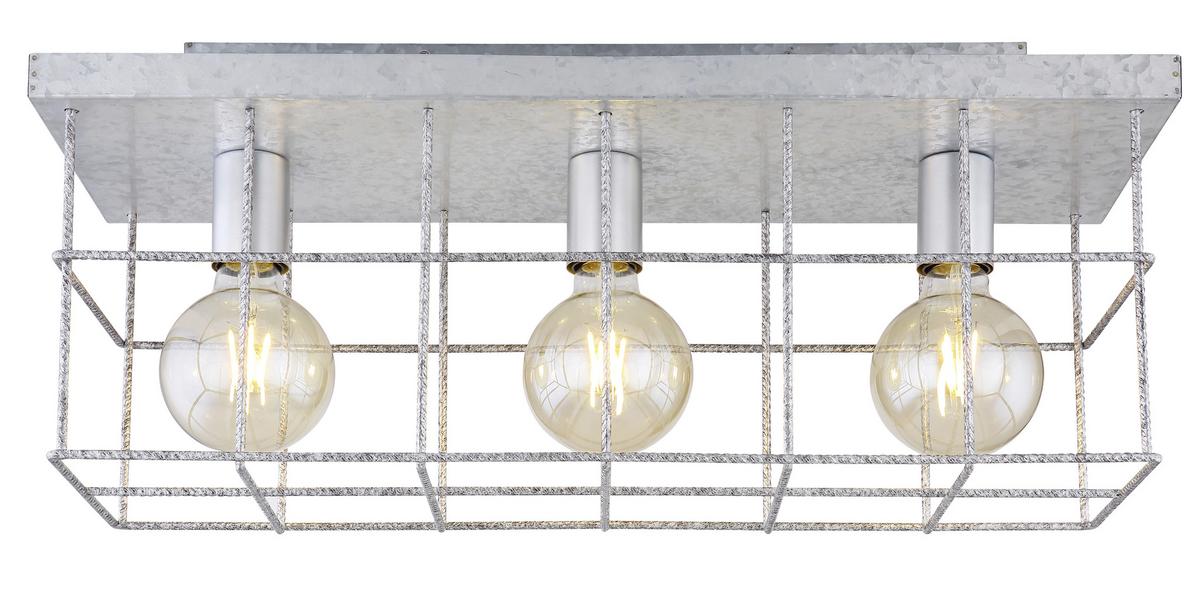 Deckenleuchte Merril L: 60 cm 3-Flammig aus Stahl - Zinkfarben, Design, Metall (60/20/25,8cm) - Globo
