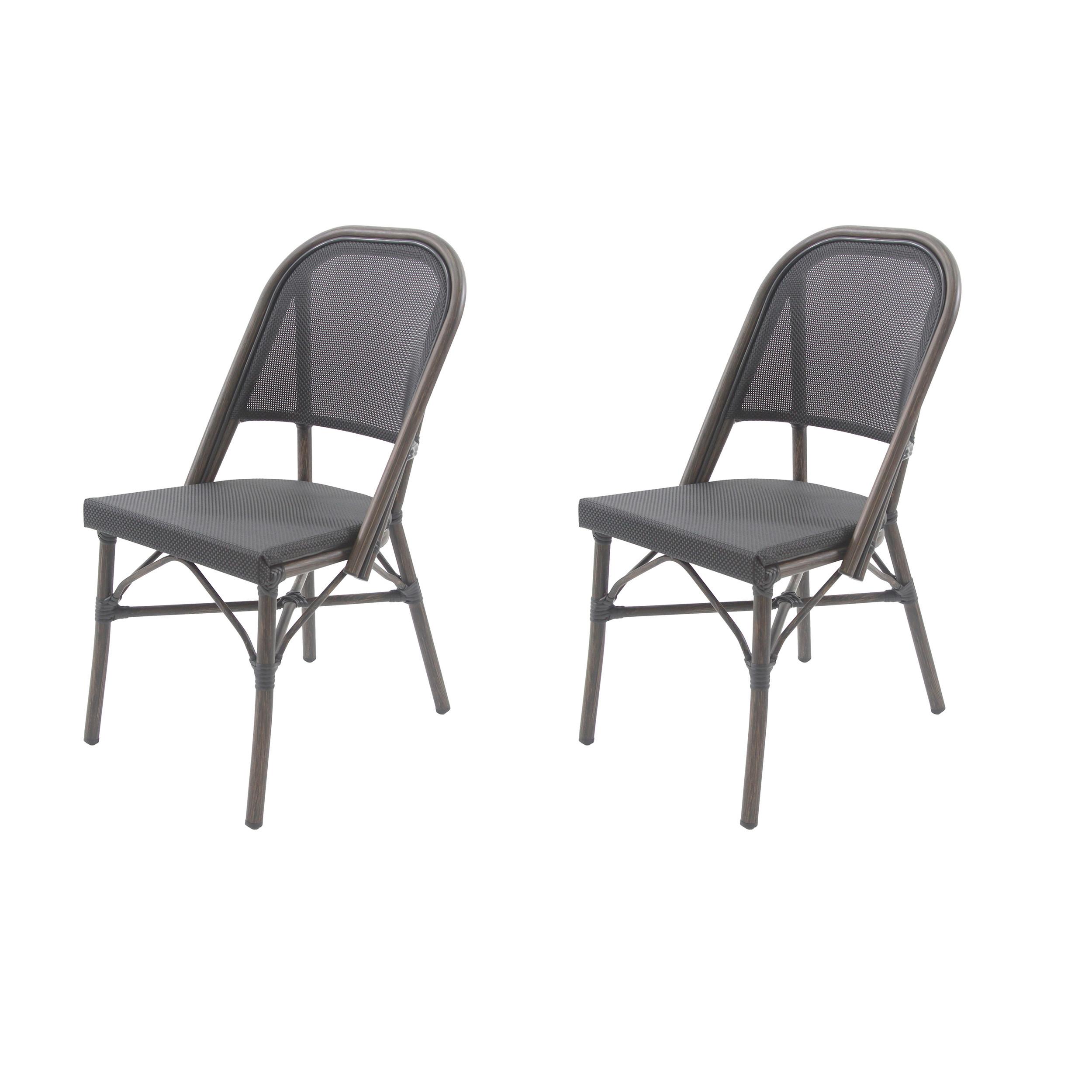 GARTENSTUHL-SET PARIS - Wengefarben/Schwarz, MODERN, Textil/Metall (47/90/57cm) - Gardenson