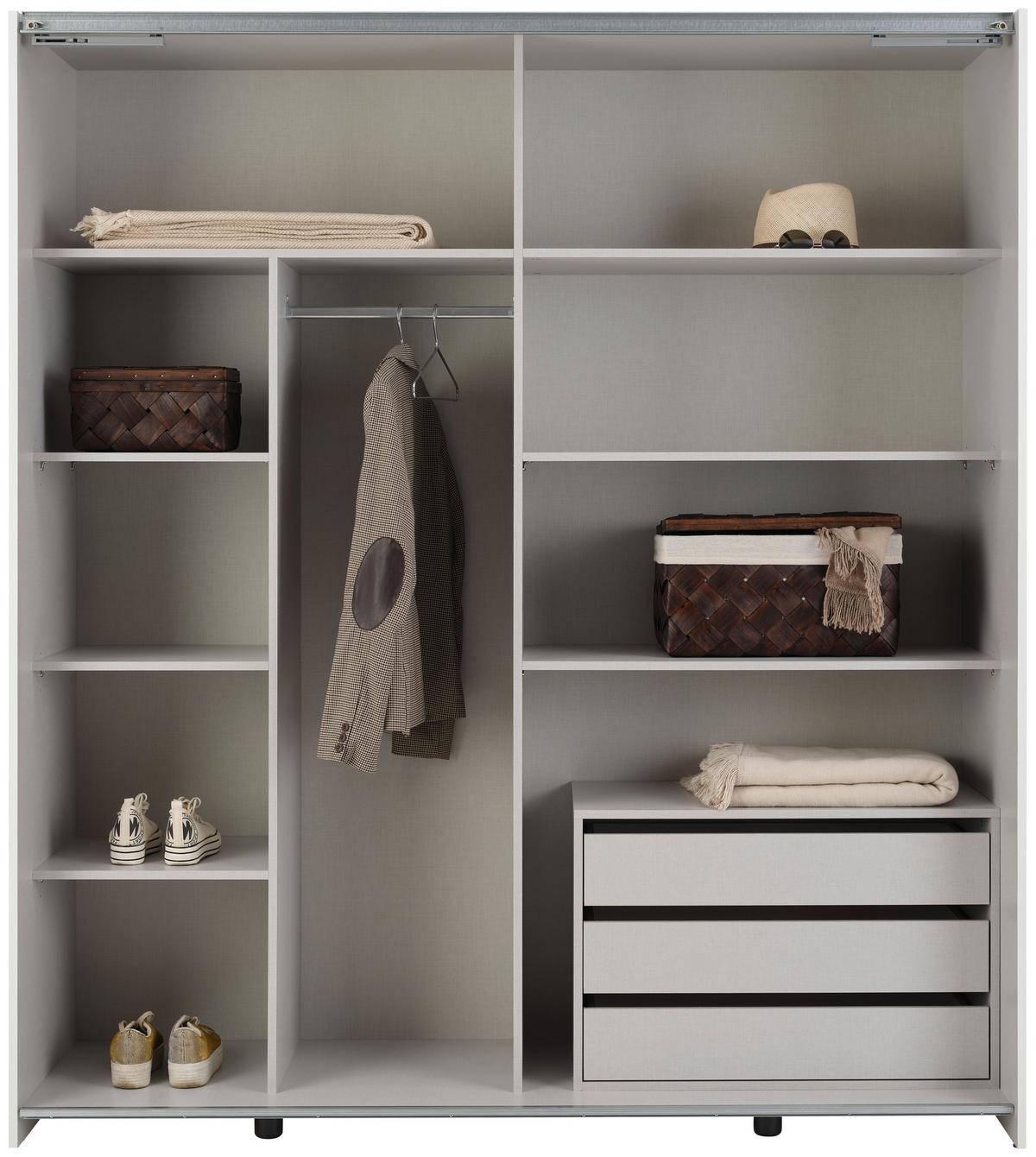 Tolóajtós Szekrény Time 170/190cm - fehér, Basics, faalapú anyag (170/191/59cm) - Best Price