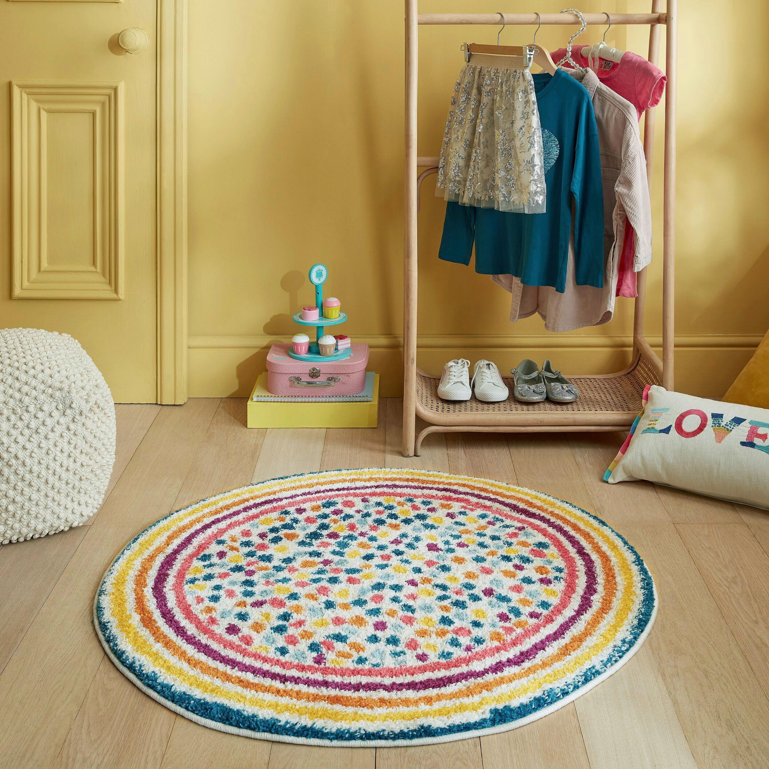 Webteppich Rainbow Spot Shaggy M 100x100 - Multicolor, Basics, Textil (100cm)