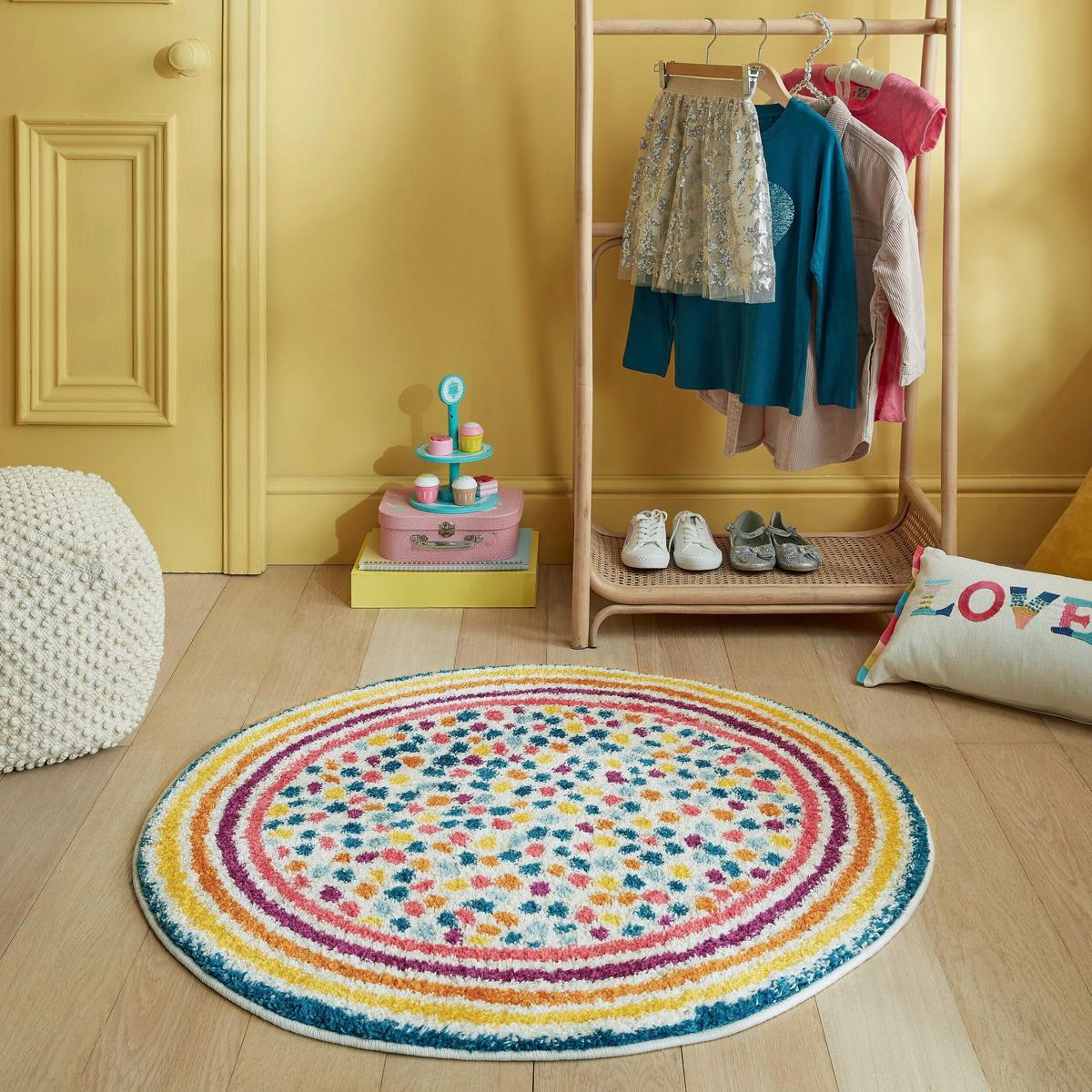 Webteppich Rainbow Spot Shaggy M 100x100 - Multicolor, Basics, Textil (100cm)