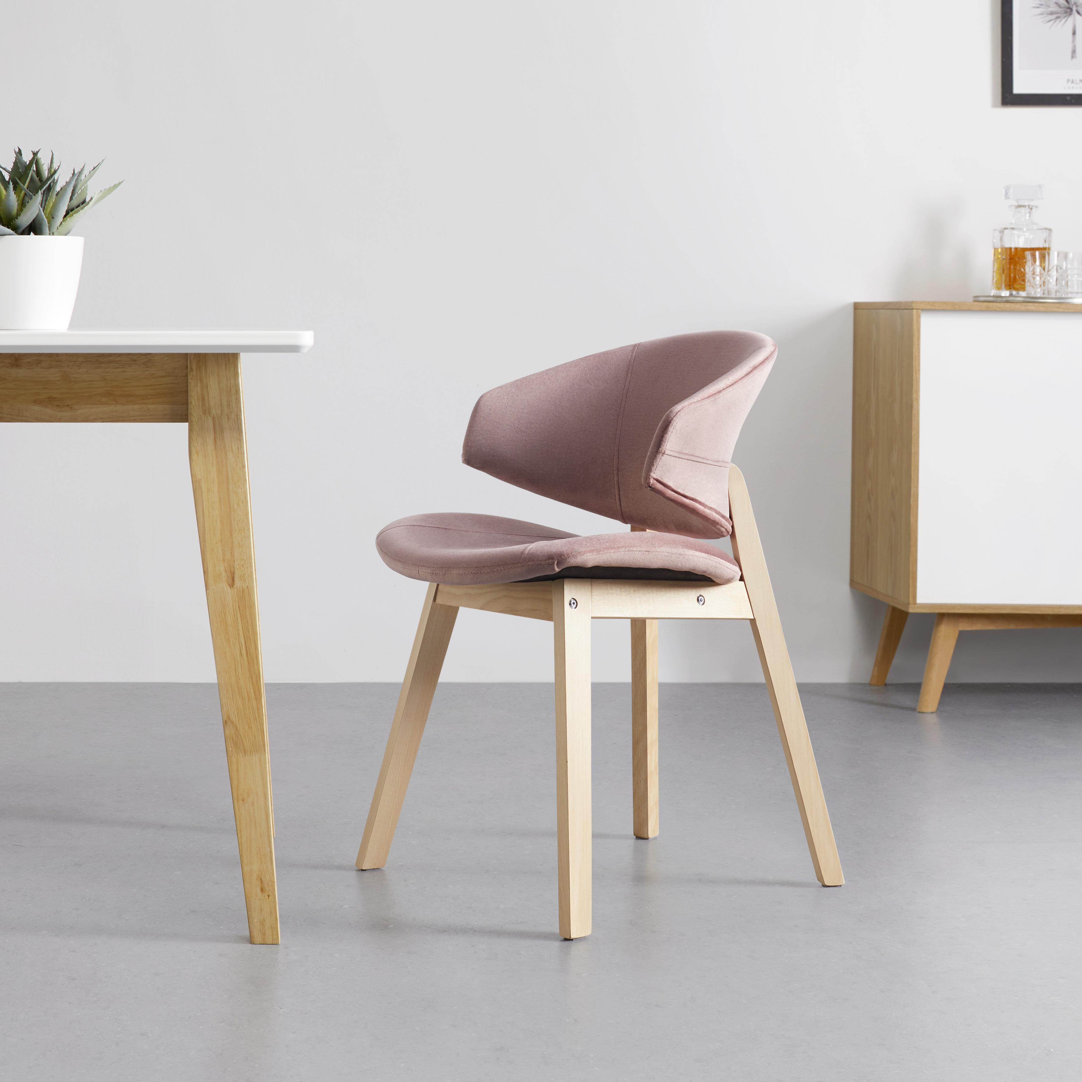 Jídelní Židle Nora - růžová/barvy buku, Moderní, dřevo/textil (52/78/55cm) - Modern Living