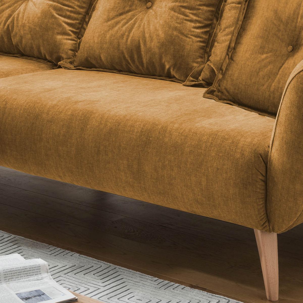 Ecksofa Baggio Gelb S: 162/277 cm - Gelb/Buchefarben, MODERN, Holz/Textil (162/277cm) - Livetastic