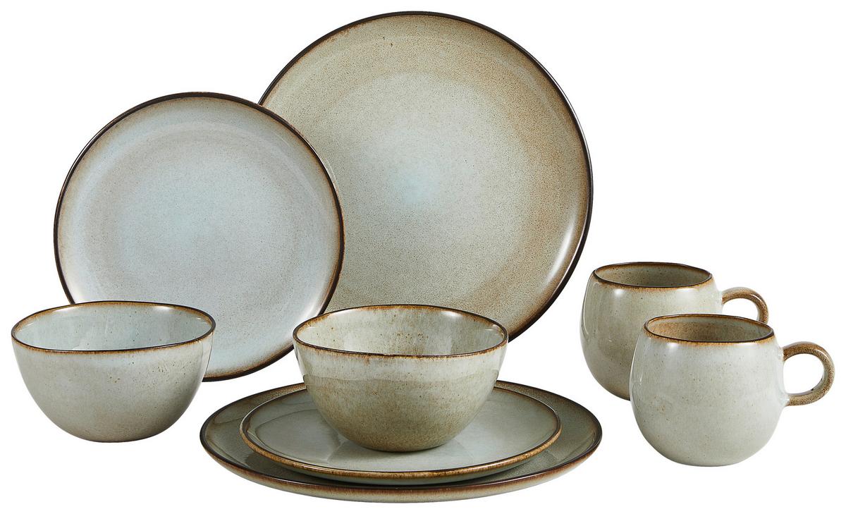 Kombiservice Keramik 2 Personen Geschirr Set - Grau, Basics, Keramik - Creatable