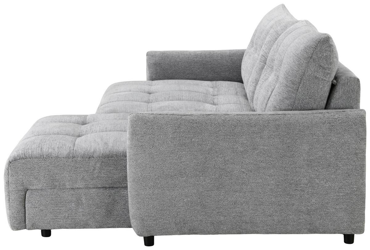 Elektrická sedačka LINA, obojstranná, sivá ženilka - čierna/sivá, Basics, kov/drevo (227/158cm)