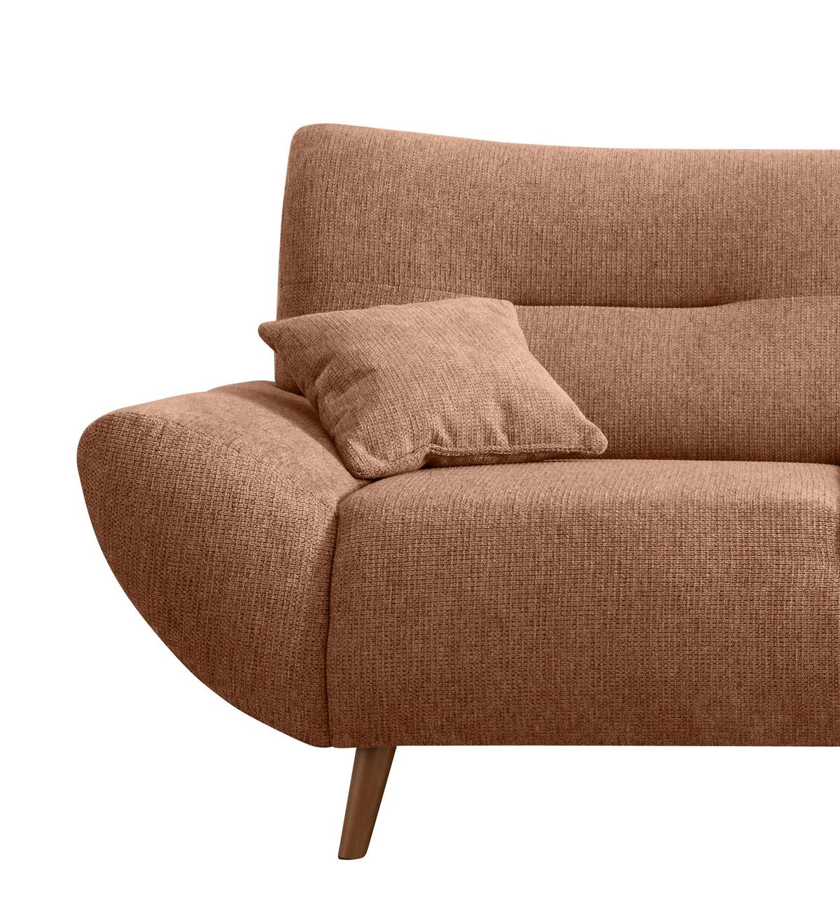 3-Sitzer-Sofa Chenille Koralle Rücken Echt - Wildeiche/Koralle, MODERN, Textil (205/81/90cm) - MID.YOU
