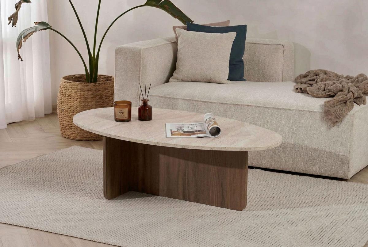 Couchtisch Orba Creme/Walnussfarben L: 120cm - Walnussfarben/Creme, Design, Holzwerkstoff (120/40/65cm) - MID.YOU
