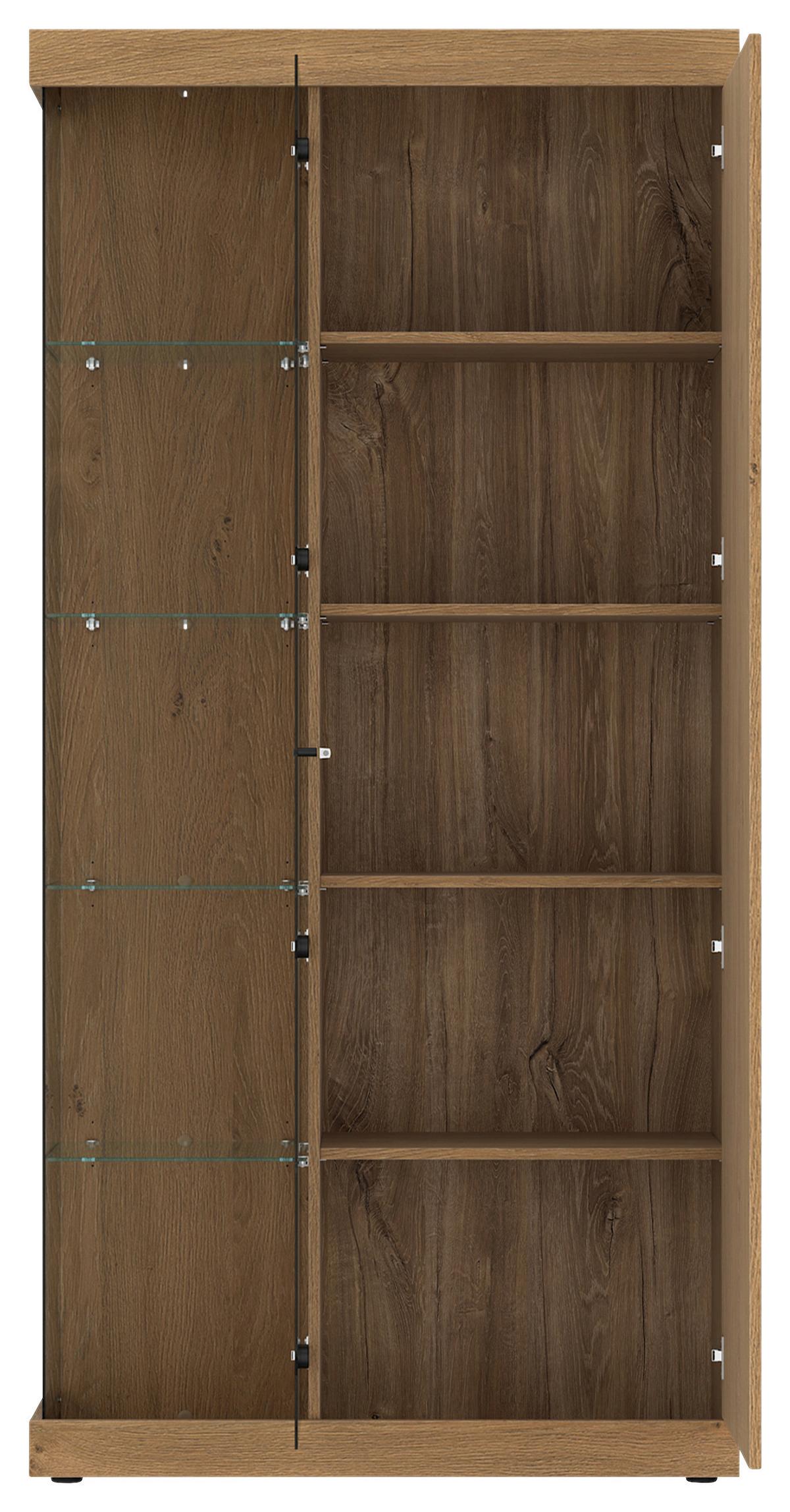 Vitrine Aretta Eichefarben B: 100 cm - Eichefarben, MODERN, Glas/Holzwerkstoff (100/205/41,8cm)