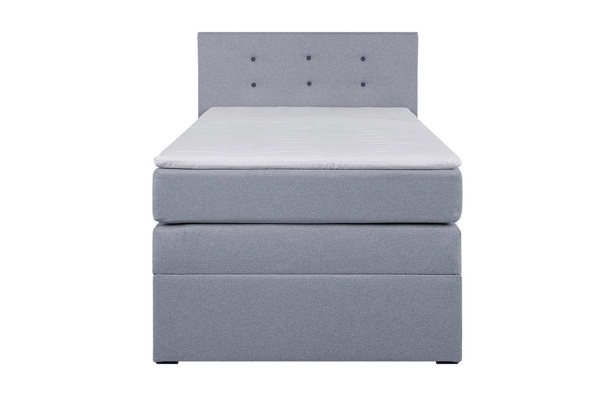 Boxspring postel 90x200cm,  sivá - šedá/barvy stříbra, Basics, kompozitní dřevo/textil (90/200cm)