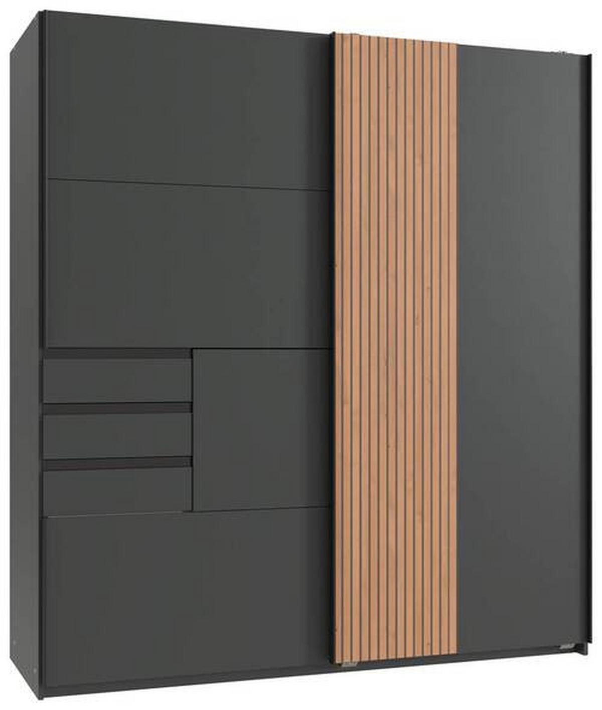 Schwebetürenschrank 180 cm Coburg Graphit/Eiche Dekor - Graphitfarben/Eiche Artisan, MODERN, Holzwerkstoff (180/198/65cm) - MID.YOU
