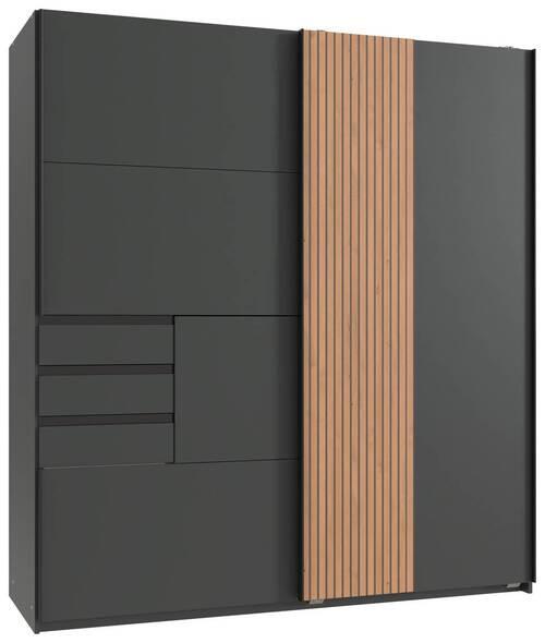 Schwebetürenschrank 180 cm Coburg Graphit/Eiche Dekor