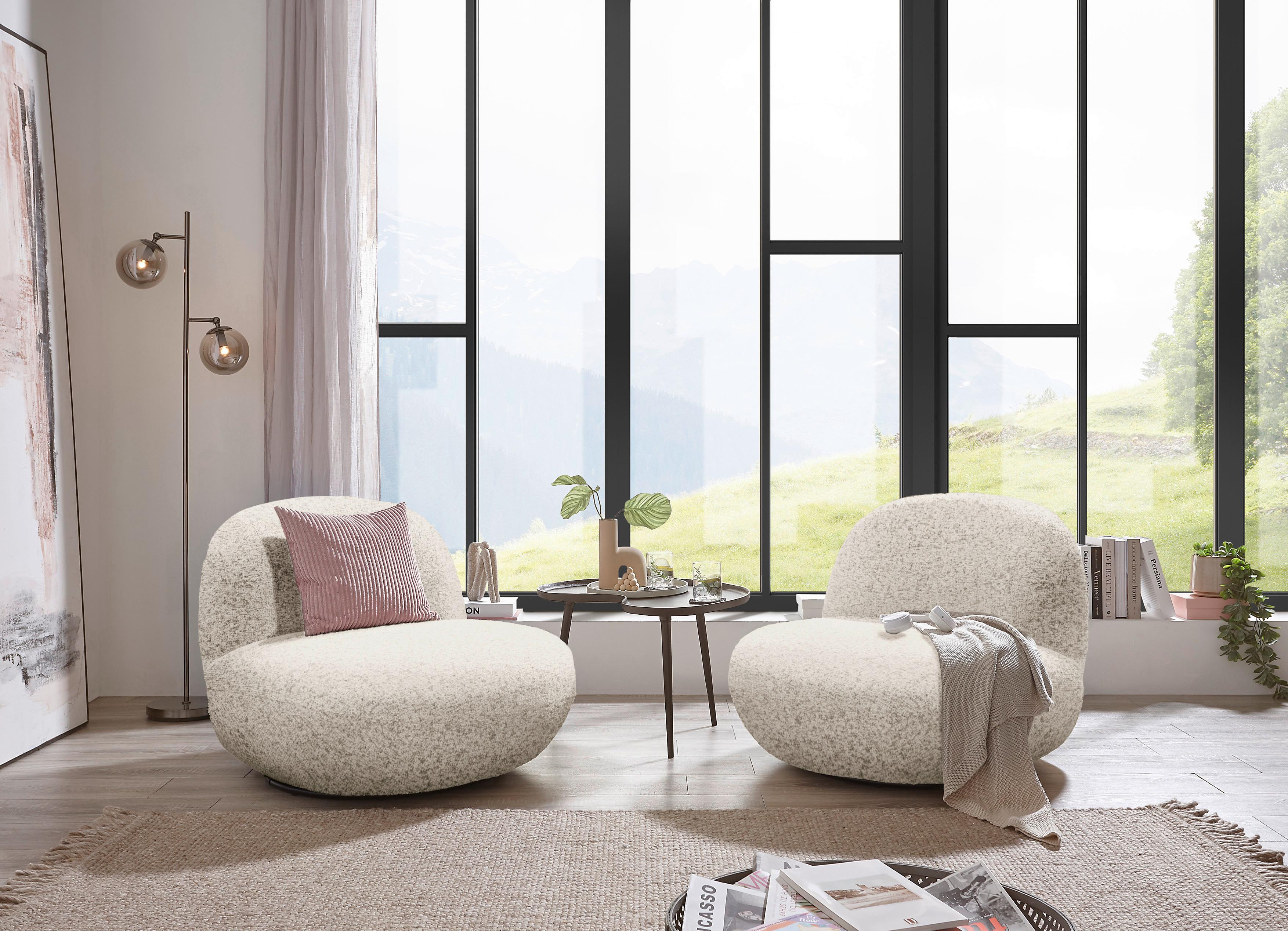 Sessel Chris Beige B: 85 cm - Beige/Schwarz, MODERN, Textil (85/70/99cm) - MID.YOU