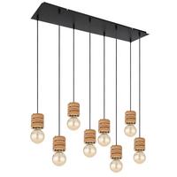 Hängeleuchte Angeline H: 120cm 8-Flammig, Braun/Schwarz - Schwarz/Braun, KONVENTIONELL, Holzwerkstoff/Metall (98/24/120cm) - Globo