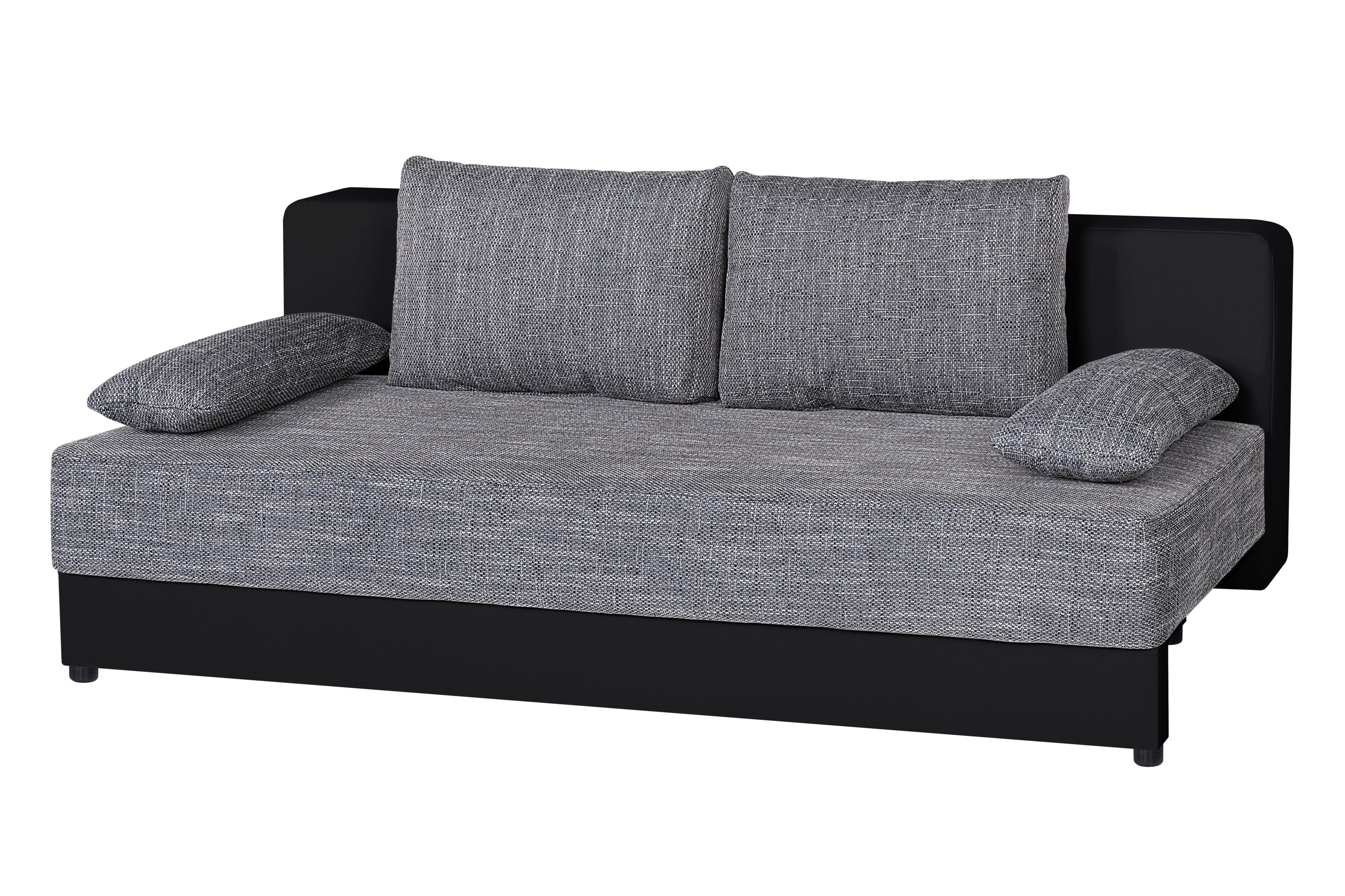Schlafsofa mit Bettkasten Lucy Schwarz/Grau - Schwarz/Grau, Basics, Holzwerkstoff/Textil (200/90/103cm)