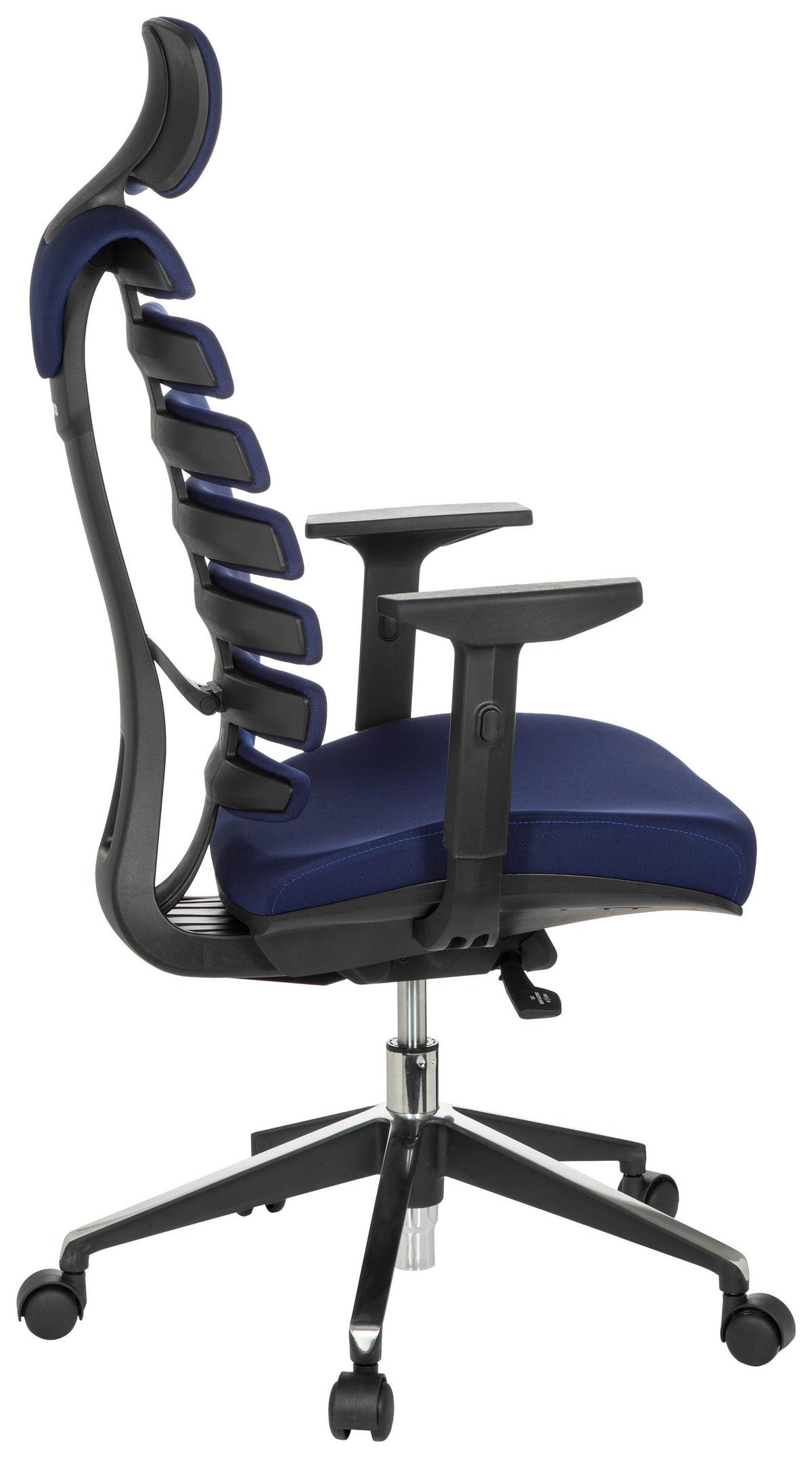 Drehstuhl Ergo Line II Pro Blau/Schwarz - Blau/Alufarben, MODERN, Kunststoff/Textil (65/131/53cm) - MID.YOU