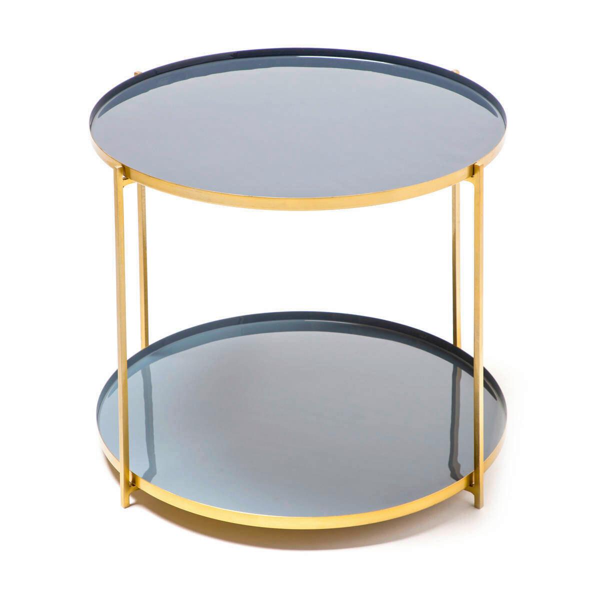 Beistelltisch mit Ablageplatte Tessa Dunkelblau/Grau/Gold