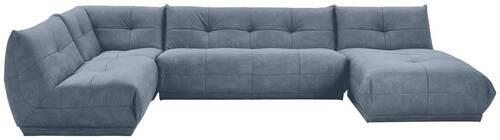 Wohnlandschaft Giselle - Blaugrau, Trend, Textil (210/390/185cm) - Livetastic