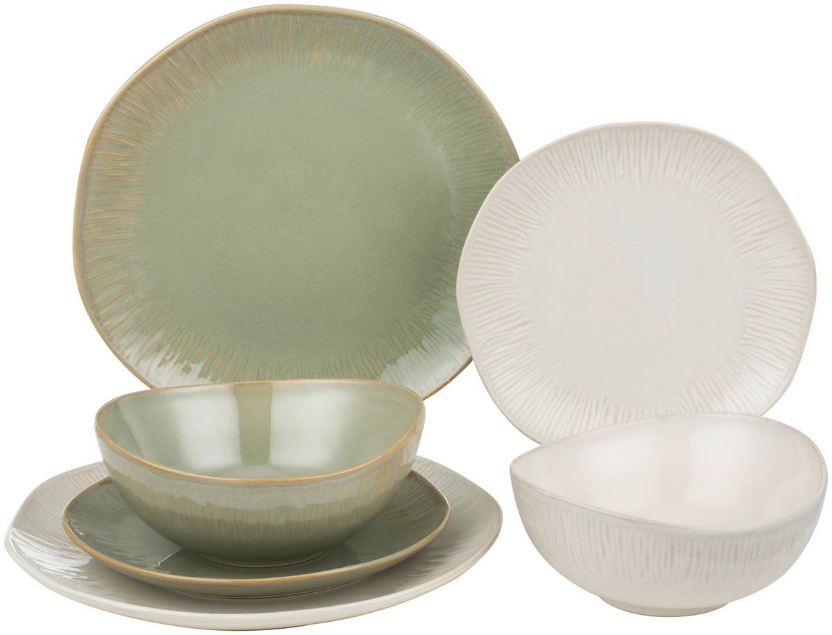 Tafelservice Lola - Creme/Hellgrün, Design, Keramik - Luca Bessoni