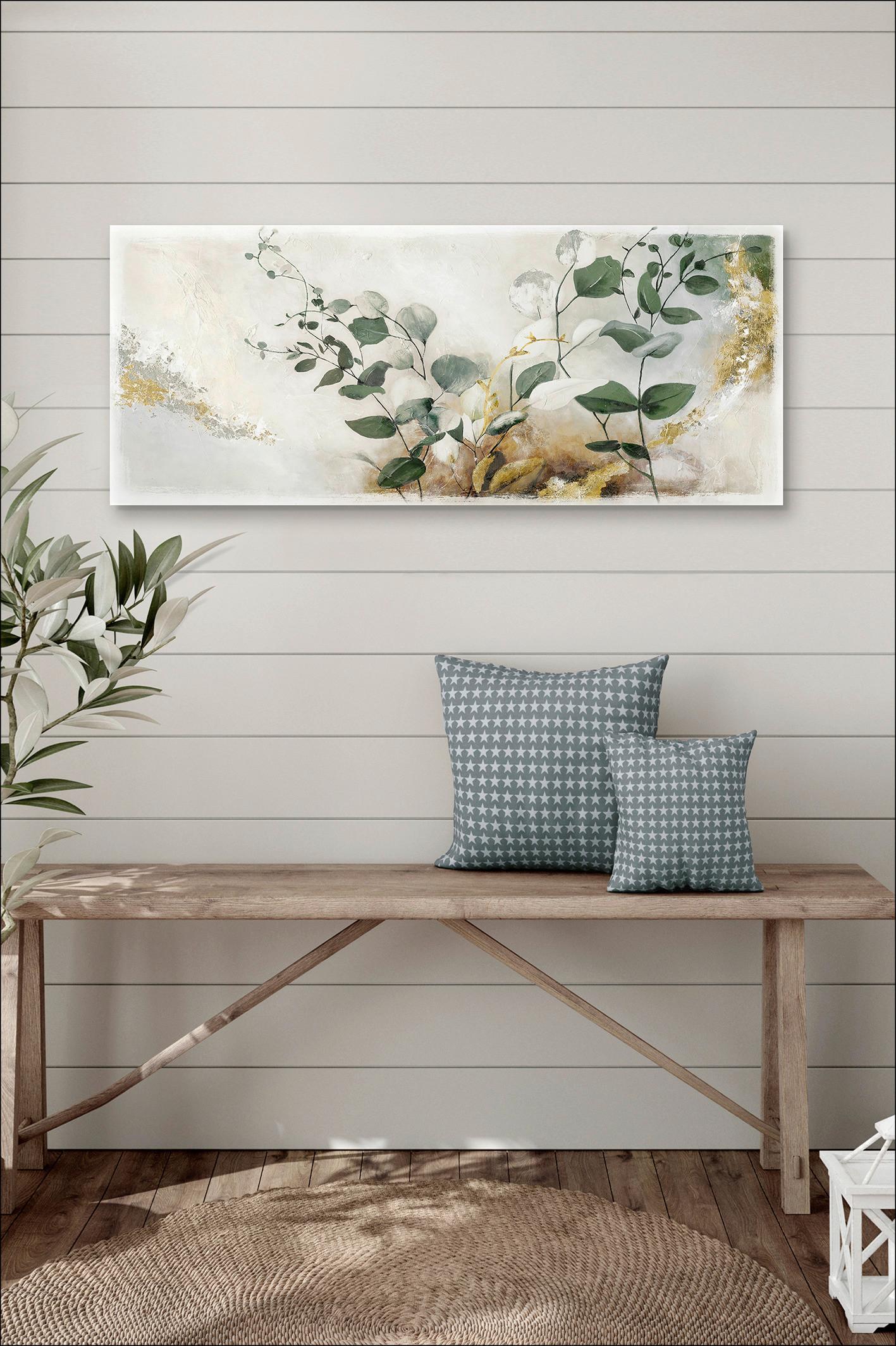 Dekopaneel Eucalyptus - Hellbraun/Mintgrün, Basics, Papier/Holzwerkstoff (117/49/1,9cm)