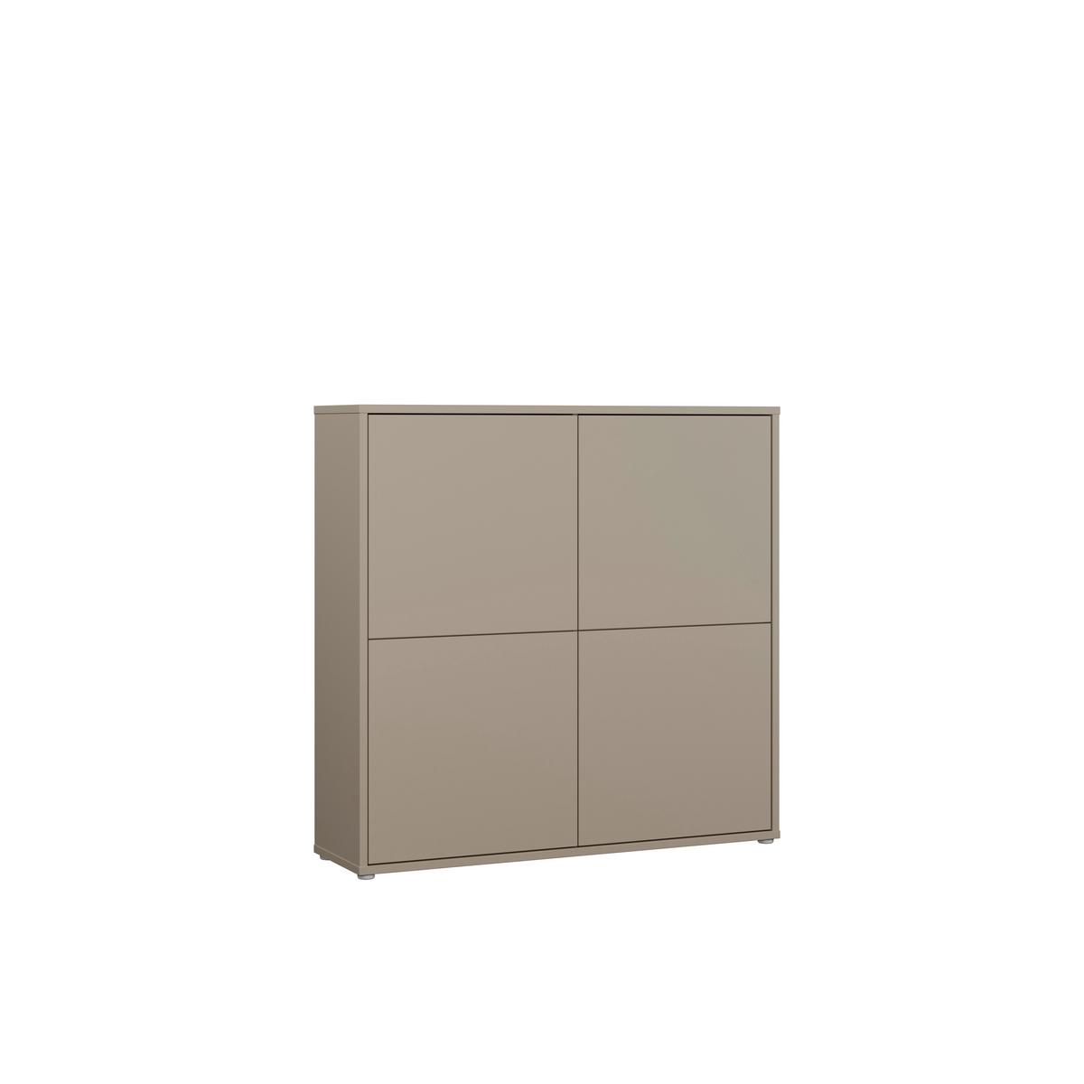 Vysoká komoda barva taupe - béžová hnědá, Moderní, kompozitní dřevo (124,5/121,5/34,9cm)