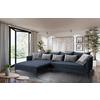 Ecksofa Piazza Dunkelblau S: 187x321cm - Dunkelgrau/Schwarz, Design, Textil (187/321cm) - Livetastic