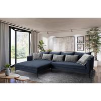 Ecksofa Piazza Dunkelblau S: 187x321cm - Dunkelgrau/Schwarz, Design, Textil (187/321cm) - Livetastic