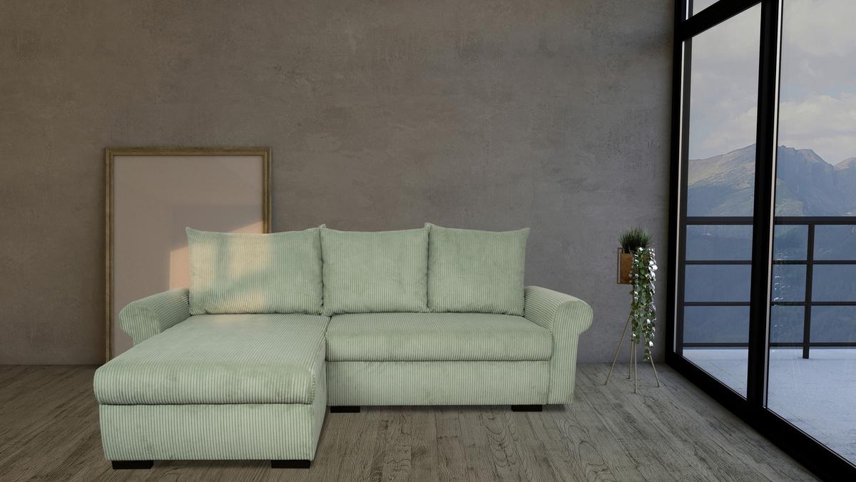 Eckschlafsofa Vasco Grün S: 233x168 cm - Schwarz/Grün, Trend, Textil (233/168cm)