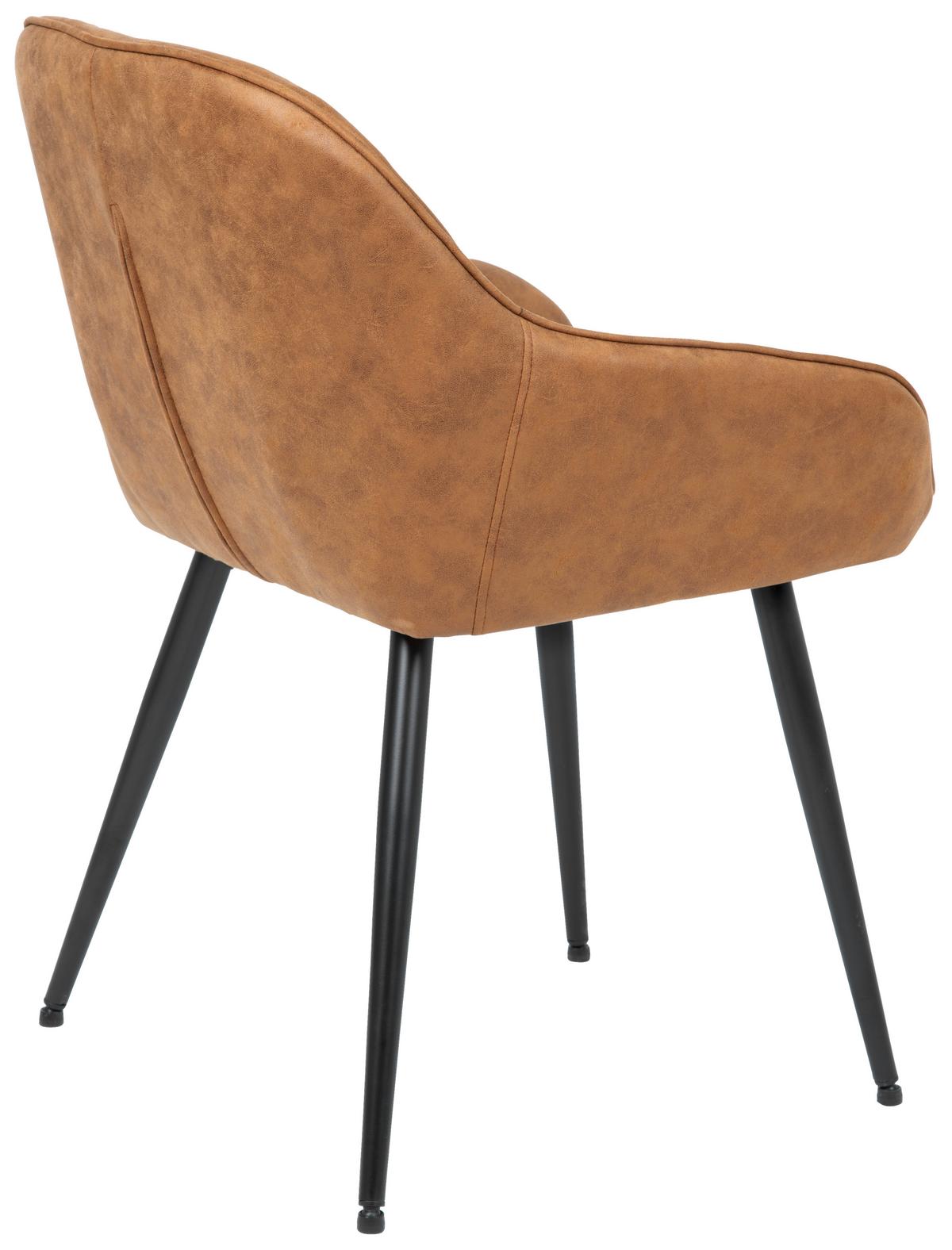 Armlehnstuhl Ancona Braun B: 55 cm - Schwarz/Braun, ROMANTIK / LANDHAUS, Textil/Metall (55/80/61cm) - Livetastic